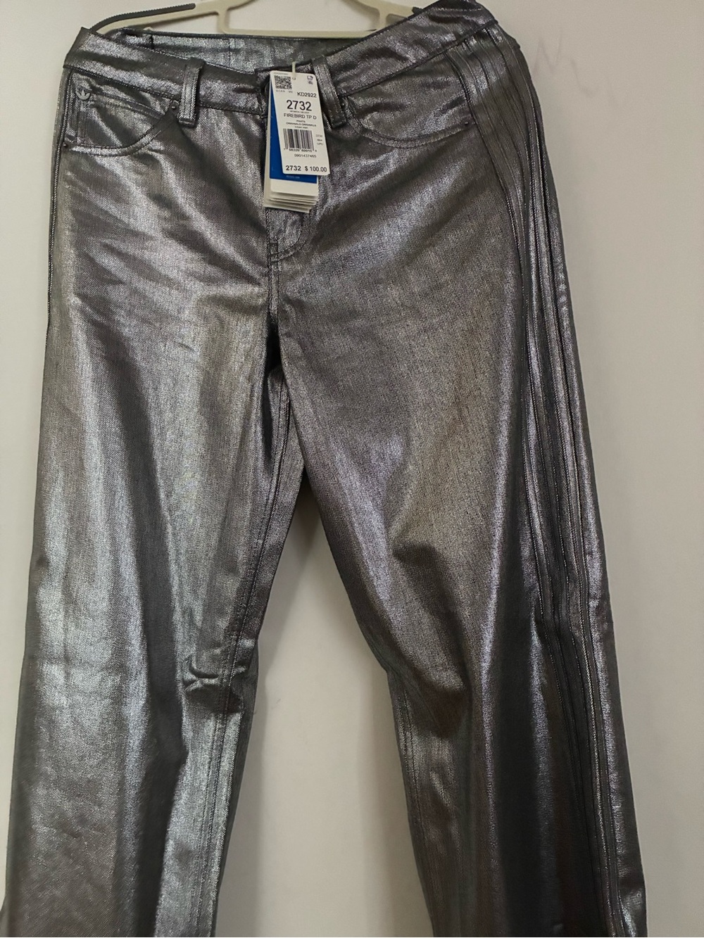 adidas Silver Metallic Track Jacket and Pants Set - Picture 3 of 7